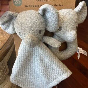 Dreamgro Gray Elephant Buddy Blanket and Rattle Set